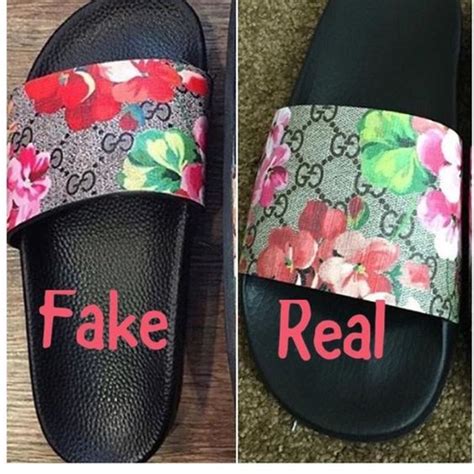 fake gucci flower flip flops|authentic gucci slides.